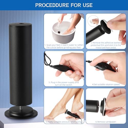 Dermave Electric Foot Callus Remover, Electric Callus Remover Feet, Callus Remover for Feet - Foot Filer with 60pcs Sanding Discs for Dead Cracked Skin, Men/Women (Black)