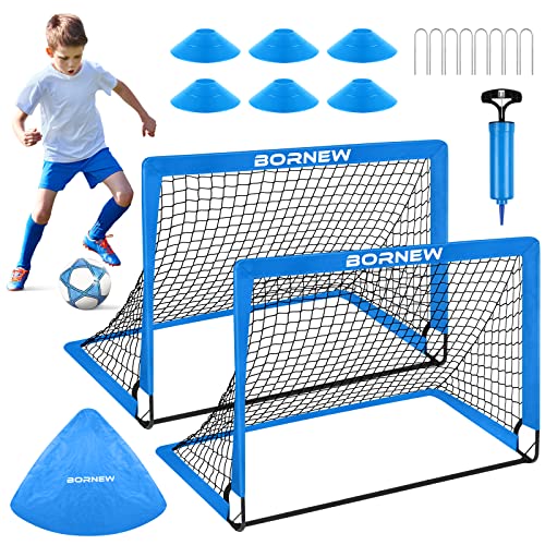 Kids Soccer Goal for Backyard Set - 2 Set 4X3 ft Toddler Soccer Nets Training Equipment, Soccer Ball, Pop Up Portable Soccer Set for Kids and Youth Games and Training Goals