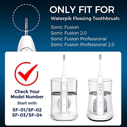 6 Pack Toothbrush Replacement Heads Compatible with WaterPik Sonic Fusion 2.0, FitMount Flossing Brush Head Fit for Water-Pic SF-01W SF-02W and 2.0 SF-03 SF-04