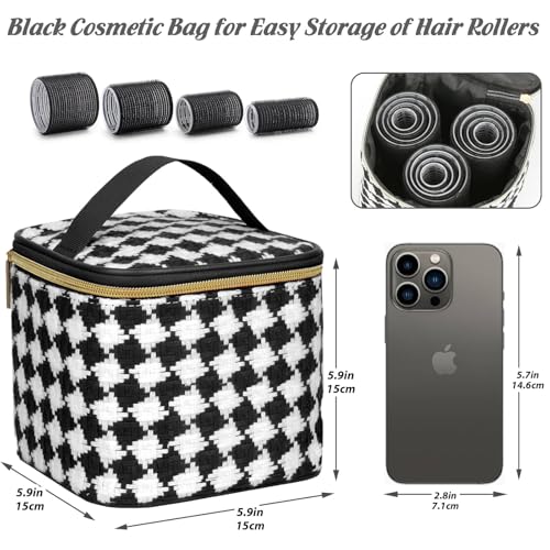 50Pcs Rollers Hair Curlers Self Grip Hair Rollers Set with 24Pcs Hair Rollers in 4 Sizes, 24 Pcs Clips and Cosmetic Bag for Blowout Look Long Medium Thick Hair Volume