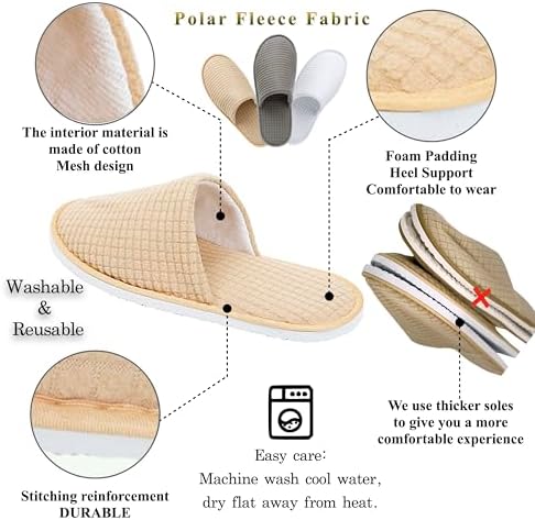 6-10 Pairs Spa Slippers, Non Slip Disposable Slippers For Guest, Washable Reusable, Which Can Be Used As Women Men, House, Indoor, Bathroom, Bedroom, Hotel, Bride Slippers