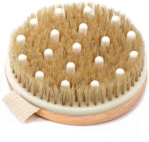 Dry Brushing Body Brush for Lymphatic Drainage & Cellulite - Natural Brustles for Wet and Dry Brushing, Body Exfoliating Brush with Massage Nodes for Soft & Smooth Skin