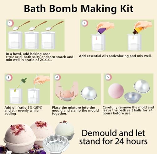 Bath Bomb Making Kit- Make Your Own Spa Set, Shower Craft Kits with Bath Bomb Molds, Soap Making Kits, Beginner Bath Bomb Kit DIY Bath Bombs Kit for Making Supplies Gifts for Girls Women