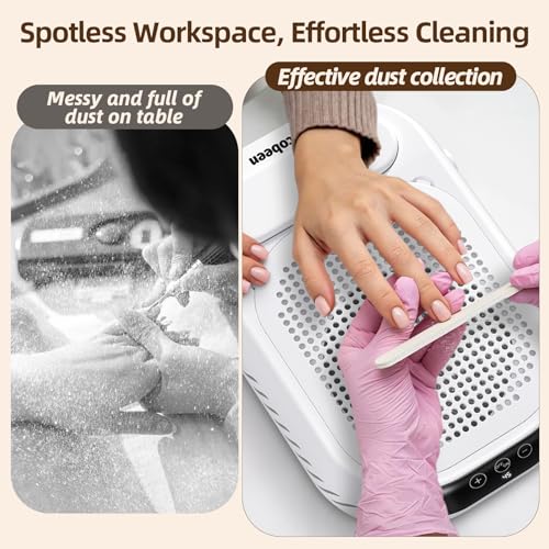 Nail Dust Collector: Vacuum Fan Dust Collector Powerful Suction Extractor Portable Machine - Professional Manicure Pedicure Tool with Reusable Filter for Acrylic Nail Art Salon and Home