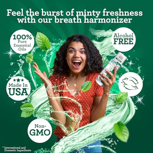 GuruNanda Dual Barrel Breath Harmonizer Mouthwash - Freshens Breath - Alcohol & Fluoride Free with Sodium Chlorite & Essential Oils - Wild Mint Flavor, 20 Fl Oz