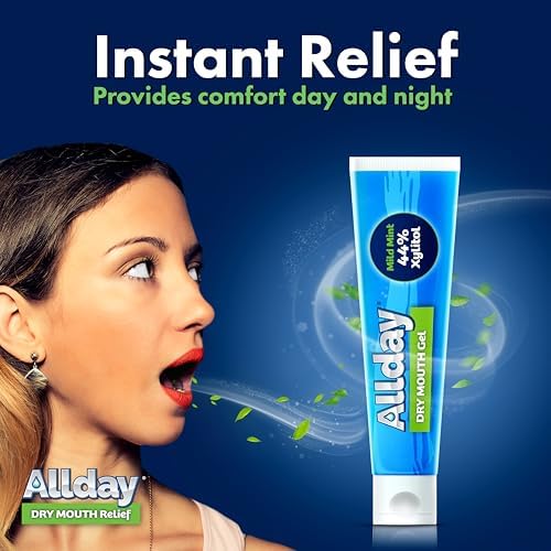 Allday Dry Mouth Treatment Gel - Maximum Strength Xylitol, Fast Acting, Non-Acidic (2 Tubes Inside One Box)
