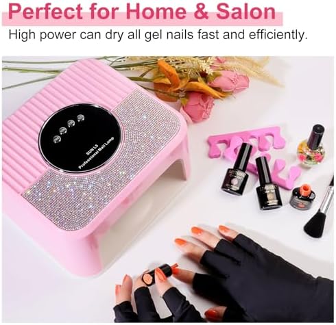 U V Light for Gel Nails, LimeGirl Nail Lamp LED Nail Lamp Professional with 4 Timer, 45 Lamp Beads and Automatic Sensor, Nail Cure Lamp for Gel Polish Acrylic Nail Powder (Pink)