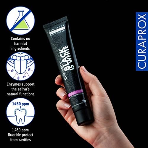 Curaprox Black is White Toothpaste – for Teeth Whitening & Fresh Breath | Charcoal Formula with Fluoride | 90 ml |Single Pack