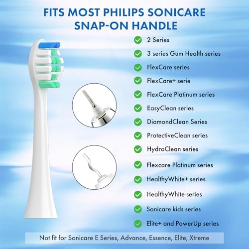 Replacement Toothbrush Heads Compatible with Philips Sonicare：10 Pack Soft Replacement Electric Brush Head for 4100 5100 6100 HX9023/65 W Optimal Plaque Control Snap-on System