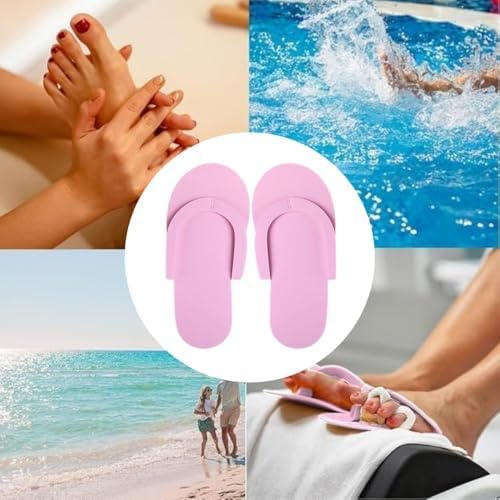 Khakho Pedicure Slippers Disposable Flip Flops for Pedicures 12 Pair Pink Pedicure Flip Flops for Women Salon Spa Beach Party Guests