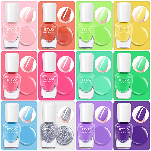 Kids Nail Polish Set - Nail Polish for Girls Ages 3-12 | 12 Rainbow Colors | Non-toxic, Water-based, Low Odor | Peel-off, Quick Dry | Children Nail Polish Kit for Teens, Children, and Toddlers