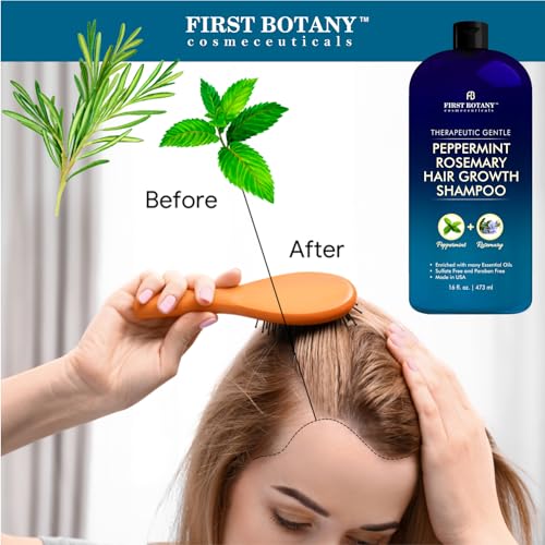 Peppermint Rosemary Hair Regrowth Shampoo - Anti Hair Loss product, Daily Hydrating, Detoxifying, Volumizing Shampoo and Fights Dandruff For Men and Women 16 fl oz