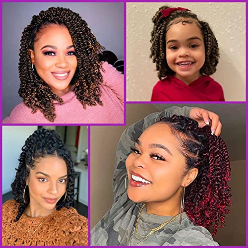 Fulcrum Passion Twist Hair 8 Inch, 8 Packs Passion Twist Crochet Hair for Black Women, Prelooped Crochet Twist Hair with Curly Ends (8Inch, T30#)