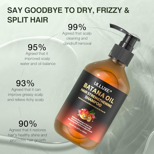Batana Oil Hair Growth Shampoo, Strengthening Regrowth Shampoo for Men & Women with Thinning Hair & Hair Loss, Infused Rosemary, Mint Oil Nourishes Scalp, Sulfate Free for All Hair Types, 10.15 fl.oz