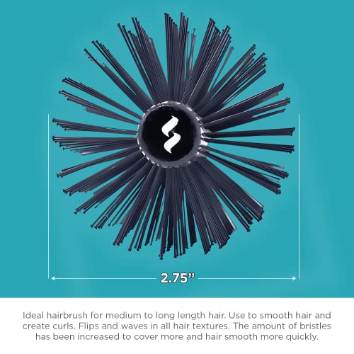 Spornette Double Stranded XL Round Brush, Nylon Bristles - Round Brush for Straightening, Anti-Frizz, Detangling, Volumizing - Styling for Wavy & Curly, Medium & Long Hair Lengths (2.75 Inches)