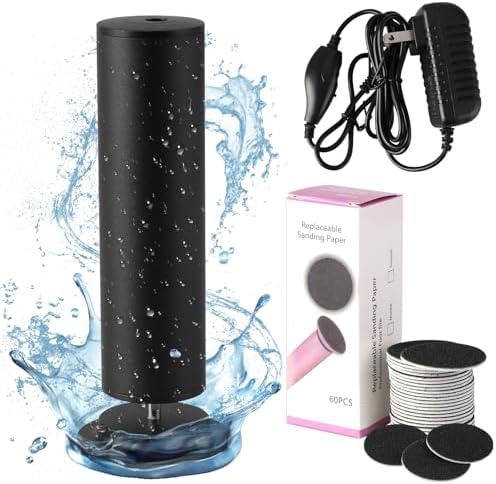 Dermave Electric Foot Callus Remover, Electric Callus Remover Feet, Callus Remover for Feet - Foot Filer with 60pcs Sanding Discs for Dead Cracked Skin, Men/Women (Black)