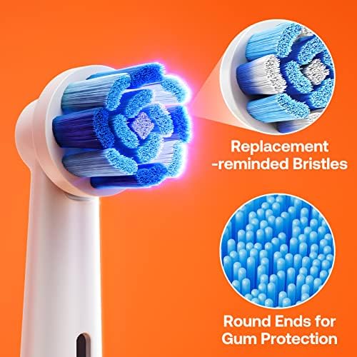 Replacement Toothbrush Heads | Compatible with All Oral-B Braun Handles (Except iO and Sonic) | Electric Toothbrush Round Brush Heads Refill Pro 500/1000/1500/3000/3757/5000/7000/7500/8000/R2, 5 Count