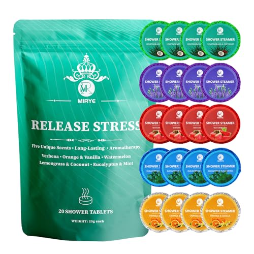 Shower Steamers Aromatherapy, 20-Pack Shower Bombs with Natural Essential Oils, Stress Relief Self Care Birthday Gifts for Women, Men, Mothers Day Gifts for Mom, Her, Travel Essentials