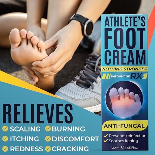 Foot Cream | Athlete’s Foot Cream for Cracked Heels, Dry Skin & Itchy Feet | Relieves Itching, Burning & Redness | Antifungal Treatment Helps with Nail Fungus, Jock Itch & Ringworm | 4.05 fl oz