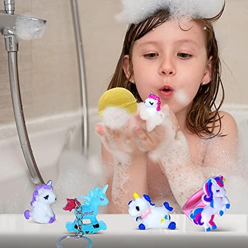 Unicorn Bath Bombs for Girls with Surprise Toys Inside for Kids | Cute Unicorn Ring, Keychain, Necklace, Toys and Bonus Unicorn Purse - Christmas Gift Set Bath Balls with Unicorn Toys Inside