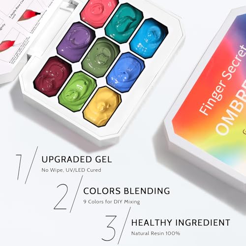 Sponge Pat Paint Nail Gel, 9 Colors Ombre Nails Gradient Gel Nail Blush Blooming Aura Nails Drawing Stripper Floral Painting Nail Art, No Wipe, UV/LED Curing (9 Colors J)