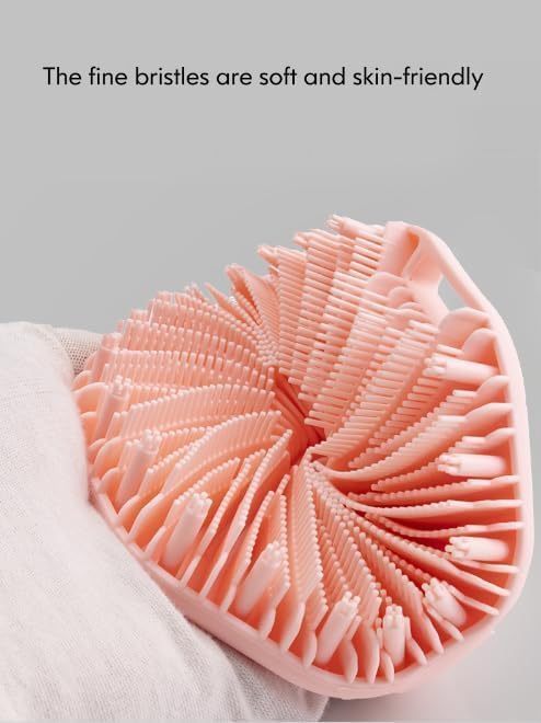 Body Scrubber - Exfoliating Massage Brush,Suitable for Delicate Skin, Spa & Travel, Replaces Loofah (Pink)