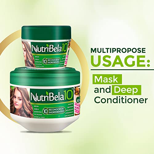 Nutribela Hair Mask for damaged dry hair treatment with Avocado Argan Collagen Coconut oil Keratin Aloe Vera Vitamin E Serum Shea Macadamia Deep Conditioner Curly Frizzy cabello maltratado 17Onz