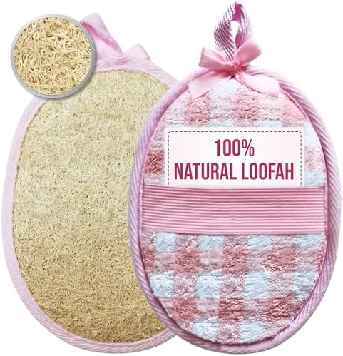 Natural Loofah Exfoliating Body Scrubber for Women Made with Natural Egyptian Loofa Sponge, Bath Shower Luffa lufa for face and Body. exfoliator Scrub Pads