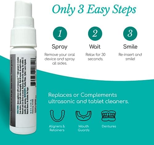Smilesaver Retainer Cleaner Spray – Invisalign, Mouth Guard, and Denture Cleaner – Quick Oral Care for Aligner & Retainer Hygiene – Natural, Portable & Minty Fresh Oral Care Products (1oz)
