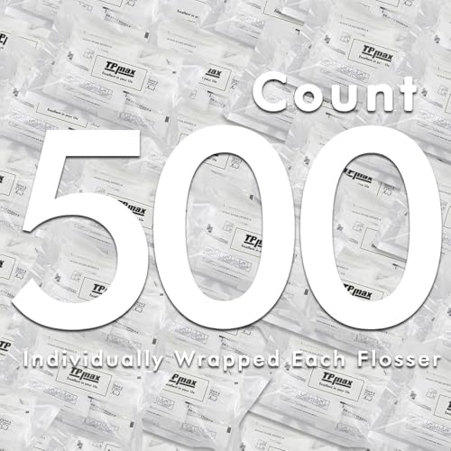 500 Count Dental Flossers Each Individually Wrapped, Floss Singles Bag, Travel Hotel Restaurant Office Car Dental Floss, Floss Picks Oral Care Teeth Clean Flat Wire