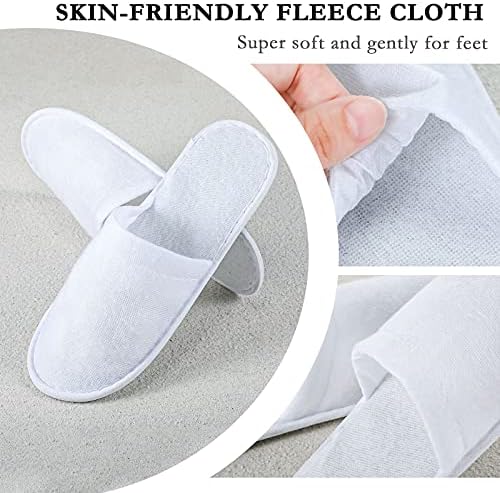 SATINIOR 30 Pairs Disposable Slippers, White, Medium, Unisex-Adults, Closed Toe, Non-Slip, Spa, Hotel, Travel, Home, Sanitary, Breathable, Fleece Cloth, EVA