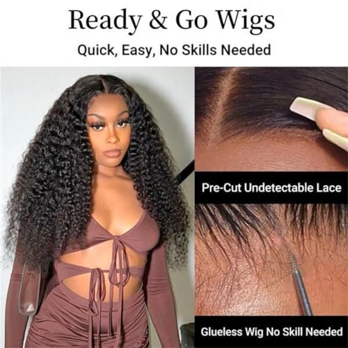 Wiggins Wig Ready And Go Glueless Wigs Human Hair Pre Plucked Pre Cut Curly Human Hair Wig 4x7 Lace Front Wig Pre Bleached Knots Glueless Wigs For Black Women 18 Inch