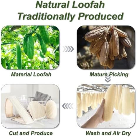 Natural Loofah Sponge, Exfoliating Body Scrubber for Men Women, Loofah with Handle, Exfoliating Back Scrubber for Shower Set, Deeply Clean & Invigorate Your Skin (3 pcs in Box)