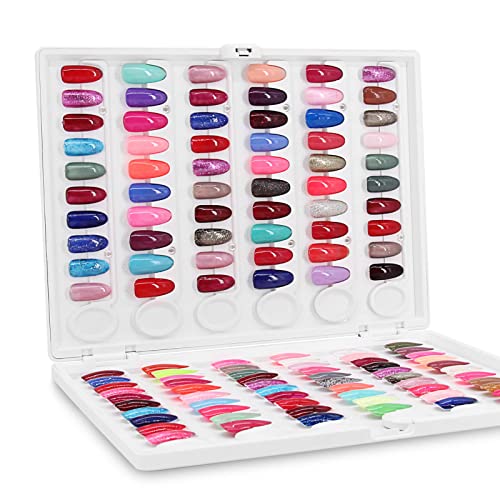 Nail Color Display Book Nail Swatch, C10 Plastic Nail Sample Display Book Nail Gel Color Card Book with Transparent Replacement Nails, No Need Pasting, No Need Glue (C10)