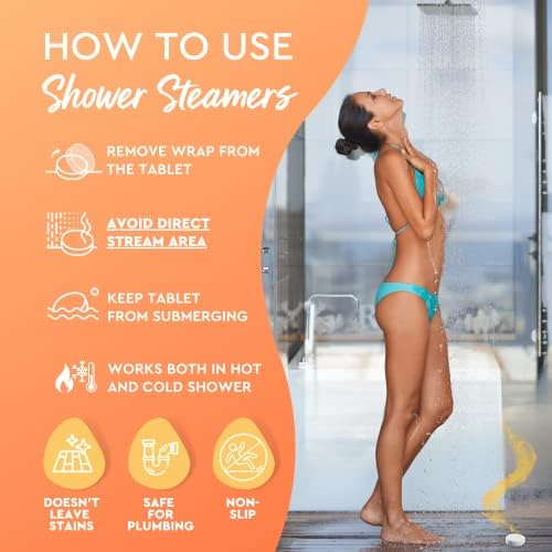 Cleverfy Citrus Shower Steamers Aromatherapy for Women and Men – Self-Care Shower Bombs for Energy Boost and Relaxation – 18 Tablets