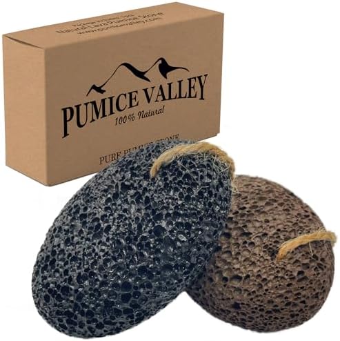 Pumice Stones for Feet - Natural Black Brown Earth Lava Stones Pack of 2 - Callus Corn Remover for Feet Heels and Palm - Pedicure Exfoliation Tool - Dry Dead Skin Scrubber - Health Foot Care