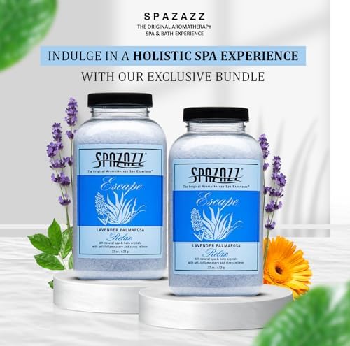 Spazazz Aromatherapy Hot Tub Crystals – Palmarosa Lavender Bath Salt for Bathtub & Hot Tub Spa – Relaxing Bath Salts – Aromatherapy Bath Salt – Lavender Bath Soak & Spa Essentials