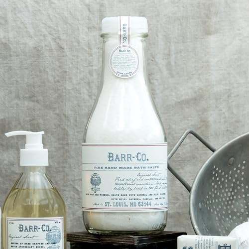 Barr-Co. Original Scent Fine Hand Made Bath Salts, Vanilla Coconut Bath Salts with Oatmeal and Vetiver, Relaxing Bath Products for Women & Men, 32 oz