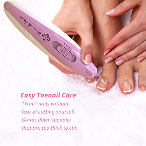 Electric Nail File Manicure & Pedicure Set: 2-Speed Battery Operated Nail File Kit w Portable Nail Drill Grinder, Buffer, Shaper, Polisher and Cuticle Pusher for Natural Finger Nails & Toe Nails Care