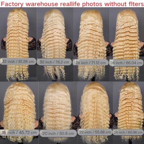 613 13x6 Lace Front Wig Human Hair 30 Inch Blonde Wig Human Hair 613 Deep Wave HD Lace Front Wigs 200% Density Pre Plucked With Baby Hair for Women