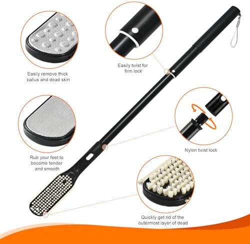 Toe Gap Cleaning Brush, 18.82"-25.98" Telescopic Toe Cleaning Brush Long Handle, Toe Scrubber for Deep Cleaning and Exfoliating for Women and Men, Elderly