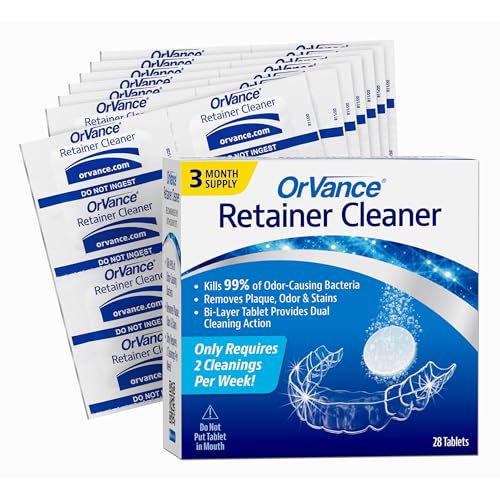 Retainer Cleaner Tablets (6 Month Supply) | Only 2 Cleanings Per Week Required | Removes Odors, Stains, Plaque for Invisalign, Mouth/Night Guards, and Removable Orthodontic Appliances