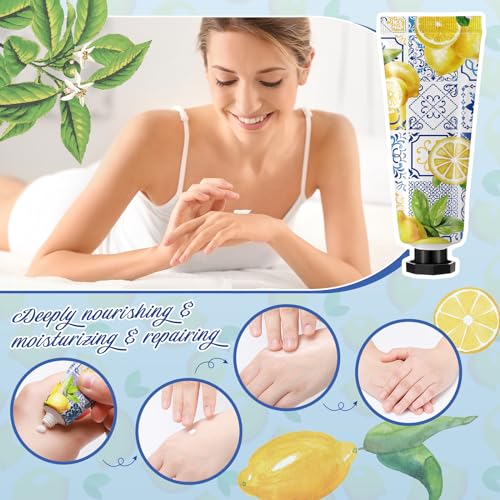 48 Sets Baby Shower Hand Cream Party Favors for Guests Gift Bulk Travel Size Hand Lotion Set for Baby Shower Wedding Christmas(Lemon)