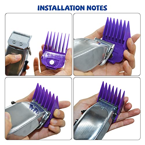 Magnetic Clipper Guards Guide Comb 10pcs Set Compatible with Andis Master Hair Clippers Purple