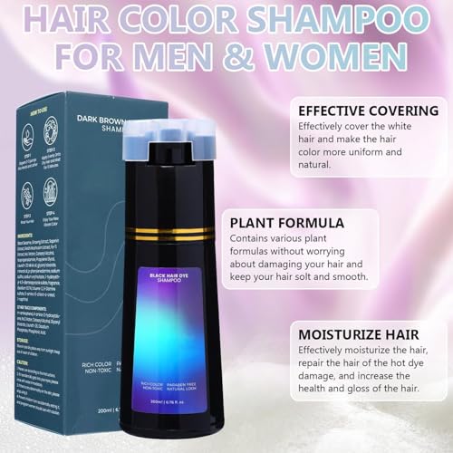 Polar Hair Dye Shampoo, Hair Care Instant Dye Shampoo, Polar Hair Care, Natural Hairs Color Shampoos for Gray Hair Coverage, Suitable for Women & Men (Black)
