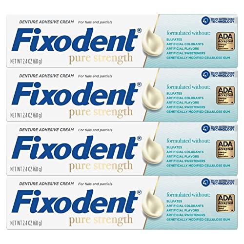 Fixodent Pure Strength Secure Denture Adhesive 2.4oz (Pack of 4)