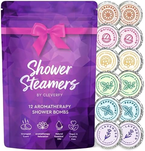 Cleverfy Shower Steamers Aromatherapy for Women and Men – Self-Care Shower Bombs for Stress Relief and Relaxation – 12 Tablets