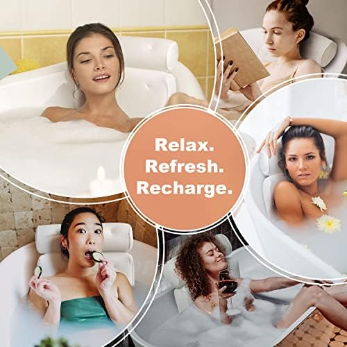 Bath Pillow for Tub, Luxury Bathtub Pillow Back Neck Support Pillow, Relaxing Spa Headrest Cushion for Women Adults Gifts, Must Have Comfort Bathtub Accessories