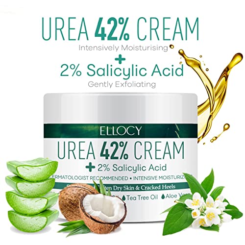 Urea cream 40 perent for feet: Maximum Strength Urea lotion for cracked Heels and Rough Thick Skin for foot- 42% Crema 5.29 oz.