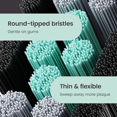 quip Ultra Brush Pod Refill Heads - 4 Pack - Verified quip Brush Head Refills for Sonic Electric Toothbrushes - Soft Bristles, Compact - Last 3 Months Each - Black